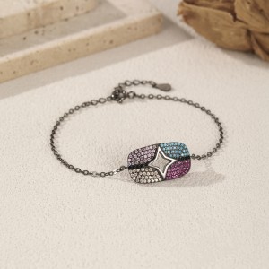 925 Sterling Silver Colorful Zirconia Star Bracelet 100100163