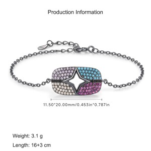 925 Sterling Silver Colorful Zirconia Star Bracelet 100100163