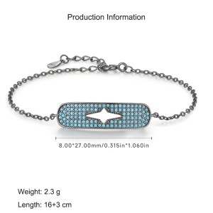 925 Sterling Silver Turquoise Star Bracelet 100100164