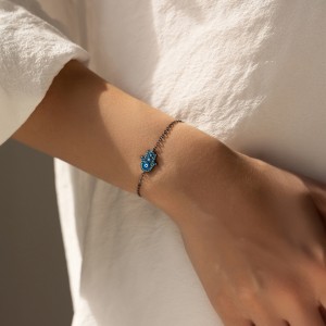 925 Sterling Silver Turquoise Hand Eye Bracelet 100100165