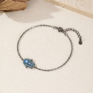 925 Sterling Silver Turquoise Hand Eye Bracelet 100100165