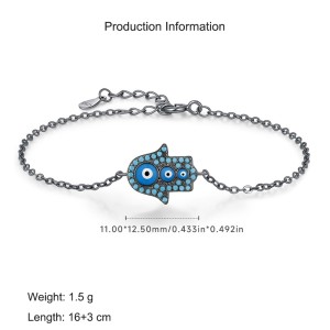 925 Sterling Silver Turquoise Hand Eye Bracelet 100100165