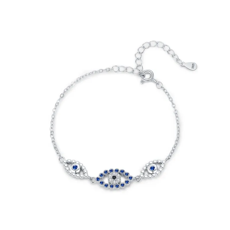 925 Sterling Silver Sparkle Zirconia Eye Bracelet 100100166