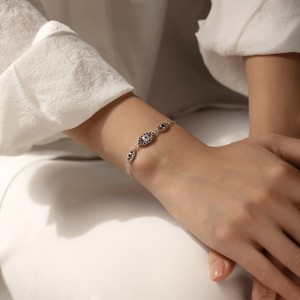 925 Sterling Silver Sparkle Zirconia Eye Bracelet 100100166