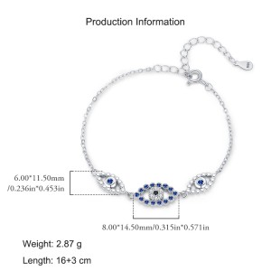 925 Sterling Silver Sparkle Zirconia Eye Bracelet 100100166
