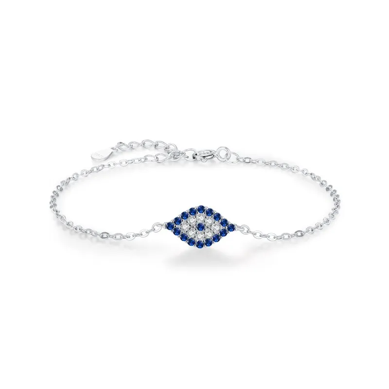 925 Sterling Silver Zirconia Evil Eye Bracelet 100100167
