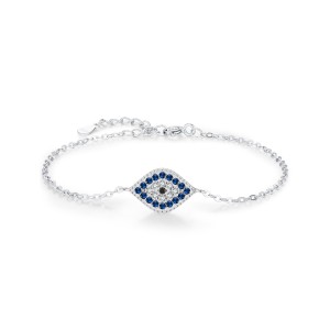 925 Sterling Silver Zirconia Evil Eye Bracelet 100100168