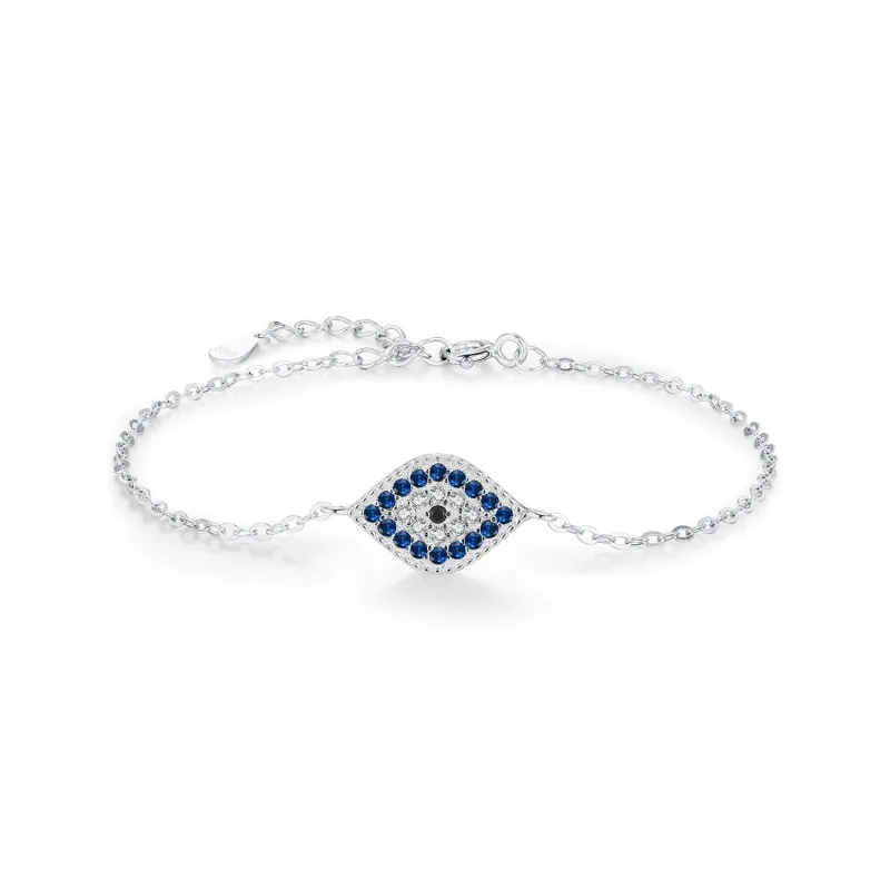 925 Sterling Silver Zirconia Evil Eye Bracelet 100100168