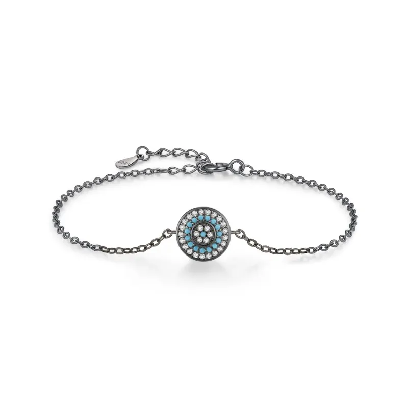 925 Sterling Silver Vintage Turquoise Zirocnia Bracelet 100100170