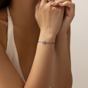 925 Sterling Silver Vintage Turquoise Zirocnia Bracelet 100100170