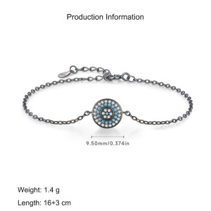 925 Sterling Silver Vintage Turquoise Zirocnia Bracelet 100100170