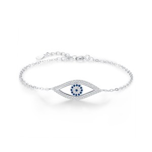 925 Sterling Silver Zirconia Evil Eye Bracelet 100100171
