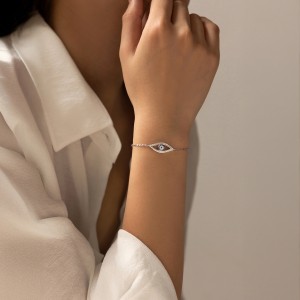 925 Sterling Silver Zirconia Evil Eye Bracelet 100100171