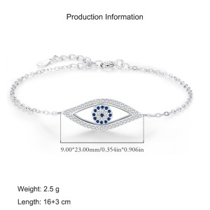 925 Sterling Silver Zirconia Evil Eye Bracelet 100100171