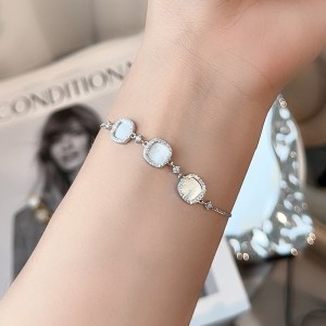 S925 Square Mother-of-Pearl CZ Bracelet 100100172 