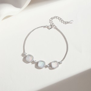 S925 Square Mother-of-Pearl CZ Bracelet 100100172 
