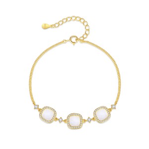 S925 Square Mother-of-Pearl CZ Bracelet 100100172 