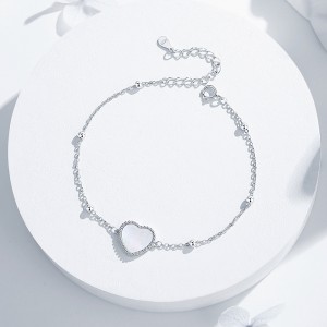 925 Sterling Silver Aurora Heart Mother-of-Pearl Bracelet 100100174