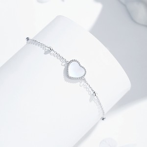 925 Sterling Silver Aurora Heart Mother-of-Pearl Bracelet 100100174