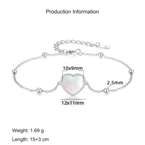 925 Sterling Silver Aurora Heart Mother-of-Pearl Bracelet 100100174