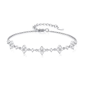925 Sterling Silver Four-Leaf Clover CZ Bracelet 100100176