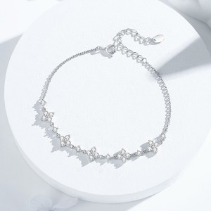 925 Sterling Silver Four-Leaf Clover CZ Bracelet 100100176