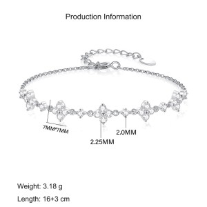 925 Sterling Silver Four-Leaf Clover CZ Bracelet 100100176