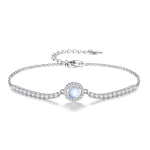 925 Sterling Silver Moonstone Sparkling Tennis Bracelet 100100177 925 Sterling Silver Moonstone Sparkling Tennis Bracelet 100100177