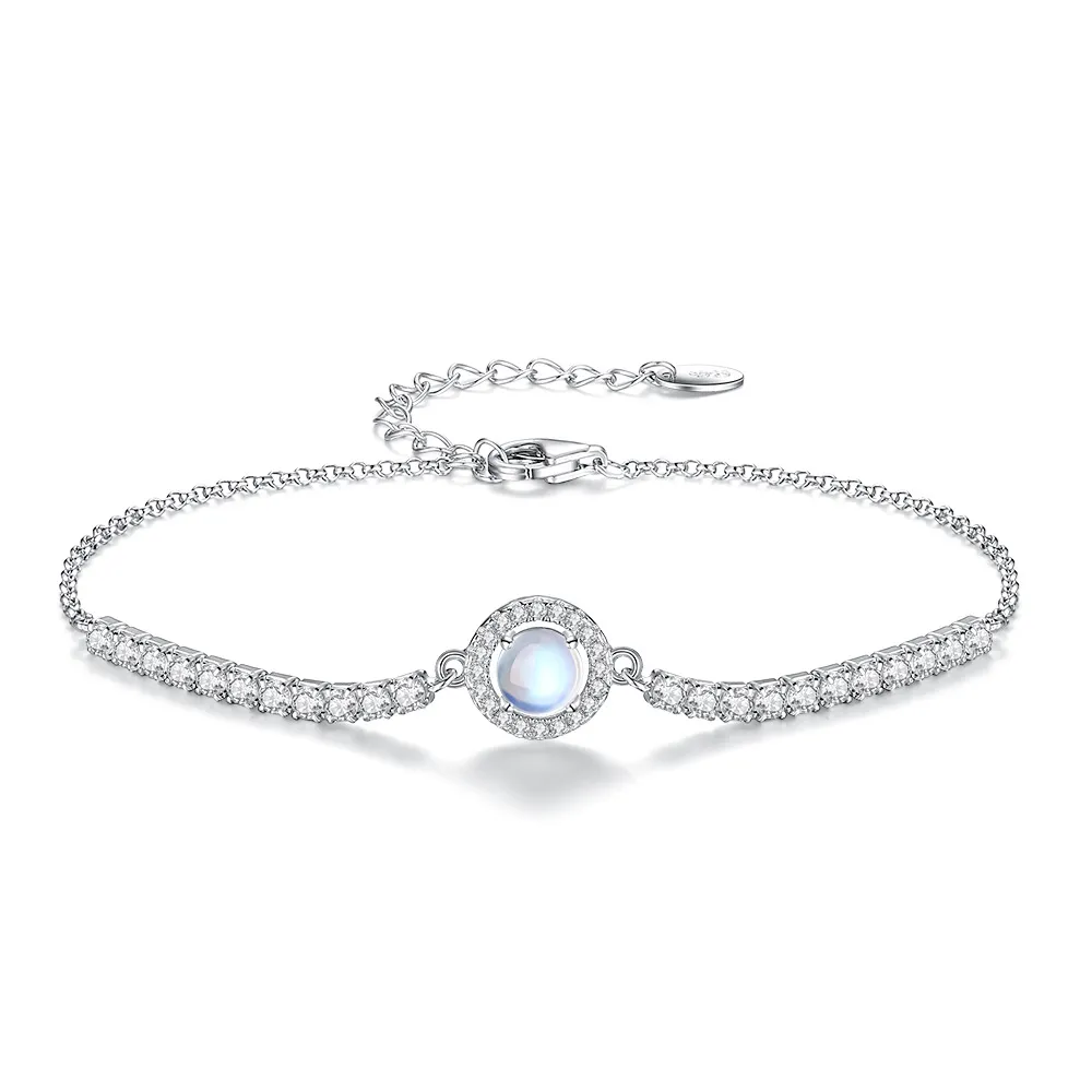 925 Sterling Silver Moonstone Sparkling Tennis Bracelet 100100177 925 Sterling Silver Moonstone Sparkling Tennis Bracelet 100100177