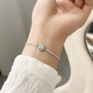 925 Sterling Silver Moonstone Sparkling Tennis Bracelet 100100177 925 Sterling Silver Moonstone Sparkling Tennis Bracelet 100100177