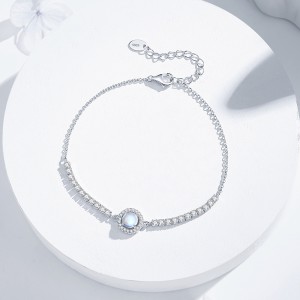 925 Sterling Silver Moonstone Sparkling Tennis Bracelet 100100177 925 Sterling Silver Moonstone Sparkling Tennis Bracelet 100100177