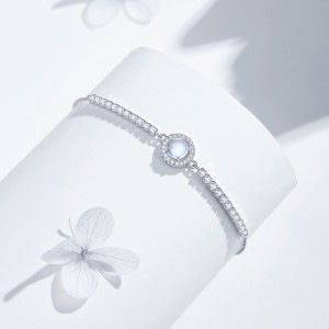 925 Sterling Silver Moonstone Sparkling Tennis Bracelet 100100177 925 Sterling Silver Moonstone Sparkling Tennis Bracelet 100100177