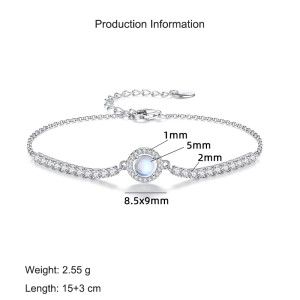 925 Sterling Silver Moonstone Sparkling Tennis Bracelet 100100177 925 Sterling Silver Moonstone Sparkling Tennis Bracelet 100100177