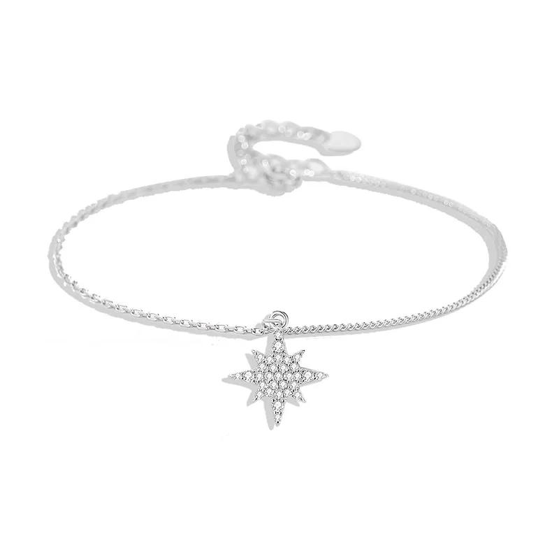 925 Sterling Silver Sparkling Zirconia Star Bracelet 100100179 925 Sterling Silver Sparkling Zirconia Star Bracelet 100100179