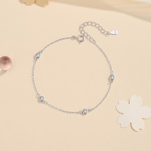 925 Sterling Silver Minimalist Bezel-Set Zircon Bracelet 100100182