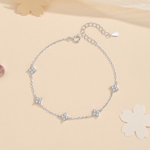 925 Sterling Silver Lucky Clover Link Bracelet 100100184