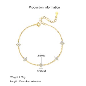 925 Sterling Silver Lucky Clover Link Bracelet 100100184