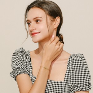 925 Sterling Silver Minimalist Green Leaf Branch Bracelet 100100186