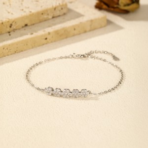 925 Sterling Silver Sparkling Floral Zirconia Bracelet 100100187