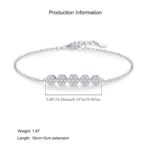 925 Sterling Silver Sparkling Floral Zirconia Bracelet 100100187