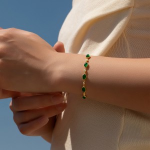 925 Sterling Silver Vintage Green Candy-Style Bracelet 100100188 925 Sterling Silver Vintage Green Candy-Style Bracelet 100100188