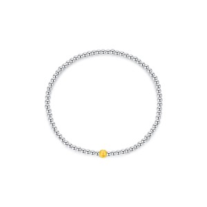 925 Sterling Silver Matte Gold Beaded Bracelet 100100192