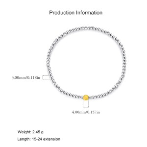 925 Sterling Silver Matte Gold Beaded Bracelet 100100192