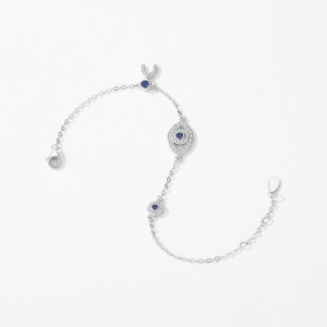 925 Sterling Silver Blue CZ Evil Eye Bracelet 100100194