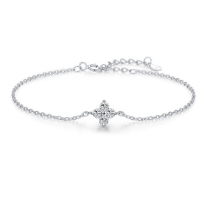 925 Sterling Silver Four-Leaf Clover CZ Bracelet 100100195