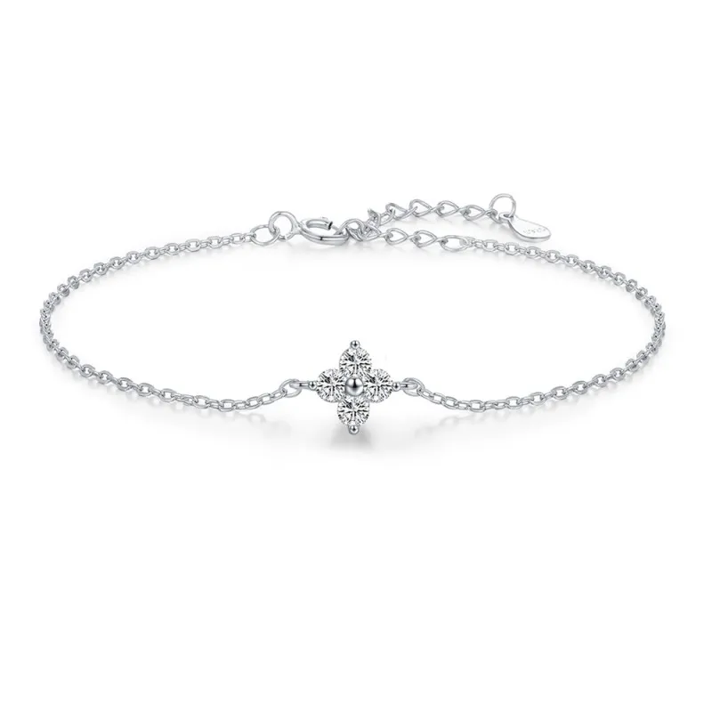 925 Sterling Silver Four-Leaf Clover CZ Bracelet 100100195