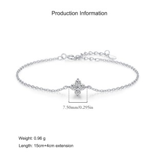 925 Sterling Silver Four-Leaf Clover CZ Bracelet 100100195
