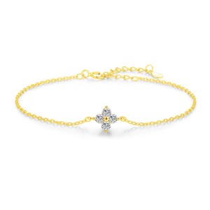 925 Sterling Silver Four-Leaf Clover CZ Bracelet 100100195