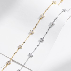 925 Sterling Silver Four-Leaf Clover CZ Bracelet 100100201