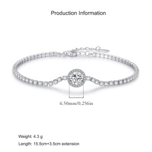 925 Sterling Silver Central Halo Zirconia Tennis Bracelet 100100203